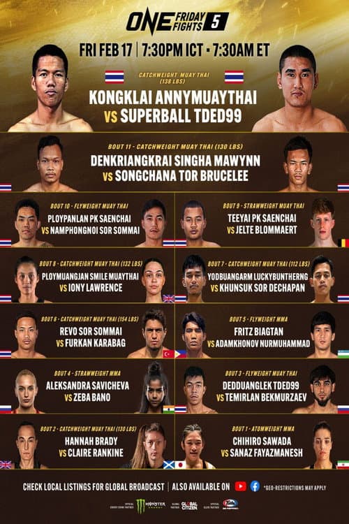 Постер: ONE Friday Fights 5: Kongklai vs. Superball