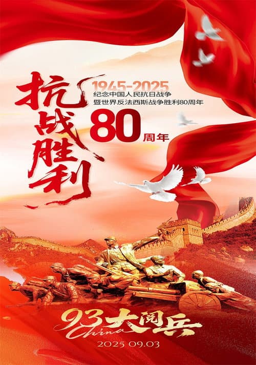 Постер: 纪念中国人民抗日战争暨世界反法西斯战争胜利80周年大会