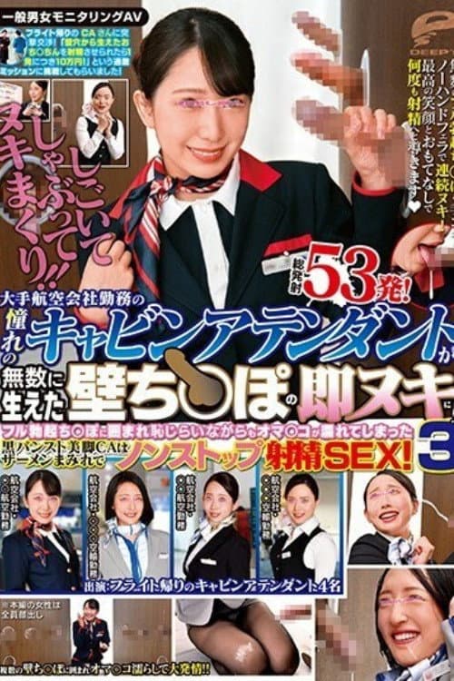 Постер: [DVDMS-505]一般男女モニタリングAV しごいてしゃぶってヌキまくり！！大手航空会社勤務の憧れのキャビンアテンダントが無数に生えた壁ち○ぽの即ヌキに挑戦！ 3 フル勃起ち○ぽに囲まれ恥じらいながらもオマ○コが濡れてしまった黒パンスト美脚CAはザーメンまみれでノンストップ射精S…