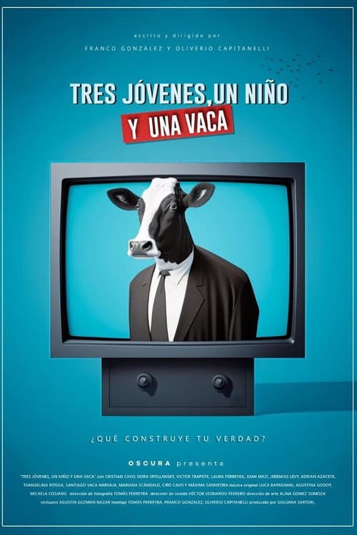 Постер: Tres jóvenes, un niño y una vaca