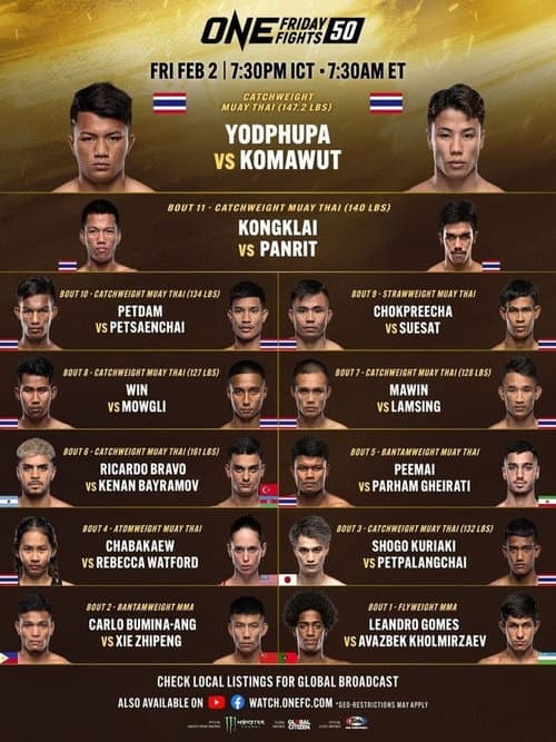 Постер: ONE Friday Fights 50: Yodphupa vs. Komawut