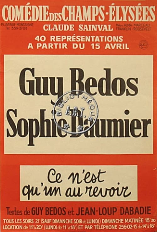 Постер: Guy Bedos & Sophie Daumier - Ce n'est qu'un au revoir