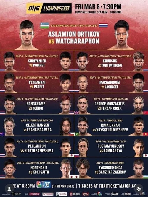 Постер: ONE Friday Fights 54: Ortikov vs. Watcharaphon